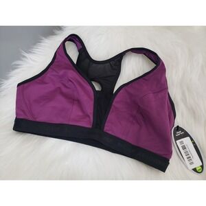 NEW 38D Black Purple SHOCK ABSORBER Firm Support sports bra athletic